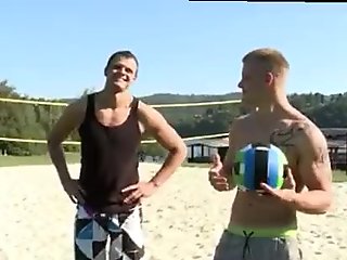 Gay male bondage in outdoor and big men pissing movie Volley-Ball & Some Dick!
